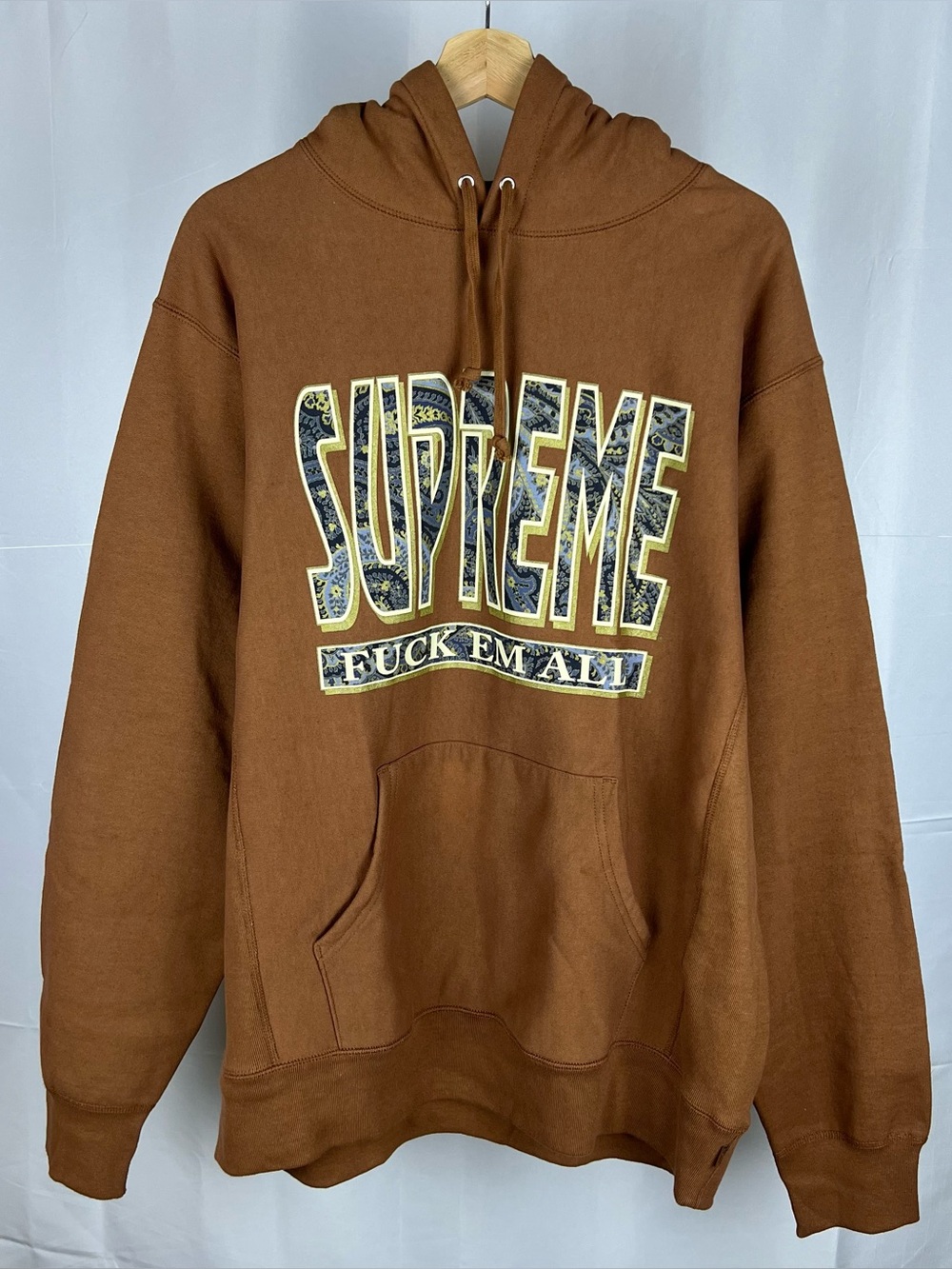 Supreme Hoodie FW17 Paisley Heavy Weight Sweatshirt Brown XL Mens